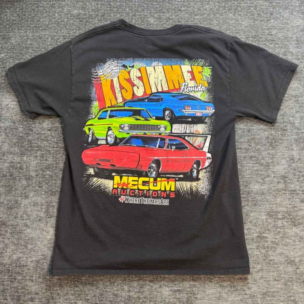 Mecum Auctions Kissimmee 2016 Mens Black Graphic T-Shirt Muscle Cars Size M